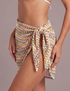 Jupe cache-cœur asymétrique à imprimé géométrique, mini, sans manches, en polyester et rayonne tissée, taille naturelle - Product Image 3