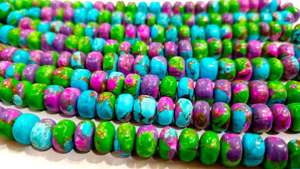 Perles rondes en turquoise bleu violet naturel, lisses, 8 mm, vendues par brin de 8 pouces de long - Product Image 2