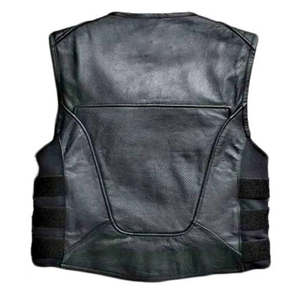 Gilet de moto en cuir sans manches multi-poches, gilet de motard décontracté, vêtement d'extérieur d'hiver - respirant, imperméable, coupe-vent - Product Image 2