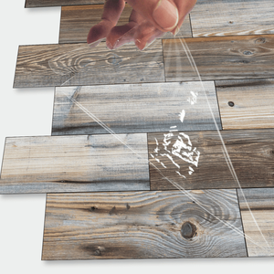 12 pezzi di piastrelle da parete in PVC impermeabili resistenti all'olio in legno con Splicing carta da parati per bagno da parete autoadesiva - Product Image 5