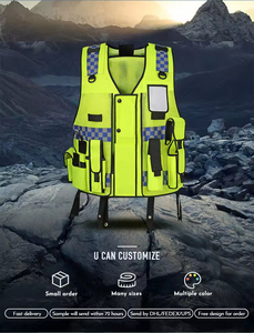Golden Weather Safety Hi-Vis Reflective Vest Workwear Multi-Pocket Design 100% Polyester Mesh Customizable Color Guard Uniform - Product Image 4