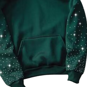 Sweat à capuche zippé pour homme, élégant et décontracté, respirant, 100% coton, rouge, orné de strass, coupe courte, idéal pour l'hiver - Product Image 2