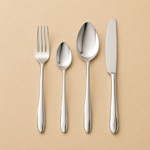 Classic Stainless Steel Salad Set With Spoon Fork Knife And Teaspoon In Black <b>Box</b> - Product Image 1