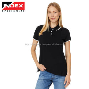 Index <b>Women's</b> <b>Black</b> <b>Polo</b> <b>Shirt</b> Short Sleeve Solid Color Quick Dry Casual Wear - Product Image 6