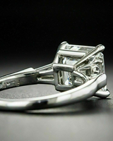 Bague de fiançailles solitaire de luxe en diamant de laboratoire taille Asscher avec placage rhodium et certification IGI pour femme, bijoux de mariage