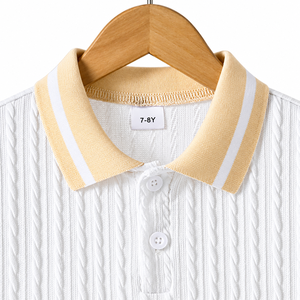 Camiseta de Verano Casual para Hombre, de Manga Corta, Tejido de Punto, Corte Regular, con Bloques de Color y Ribete en Contraste - Product Image 3