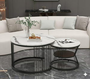 Modern Black <b>Round</b> <b>Nesting</b> <b>Coffee</b> <b>Table</b> Set Metal Accent <b>Tables</b> for Living Room and Bedroom Furniture - Product Image 4