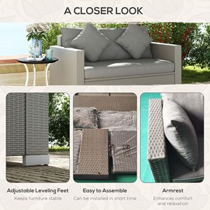Set da Patio in Rattan Bianco Crema 5 Pezzi con Divano, Chaise Longue, Tavolino, Poggiapiedi e Cuscini Inclusi | - Product Image 6