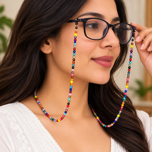 Cadena para Gafas con Cuentas de Colores, Antideslizante, para Uso Diario, Flexible, con Patrón Geométrico, de Metal - Product Image 1