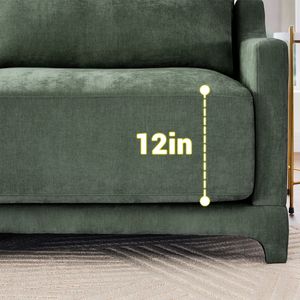 Elegante Sofá de Dos Plazas de Tela Chenille con 2 Cojines Lumbares, Estructura de Madera de Alta Calidad, Esponja Resistente, Fácil de Instalar, para Sala de Estar - Product Image 6