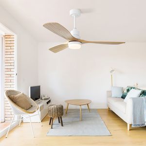 Ventilatore da soffitto reversibile da 52 pollici con motore DC, luce LED dimmerabile e telecomando a 6 velocità, 3 pale in legno per camere da letto - Product Image 5
