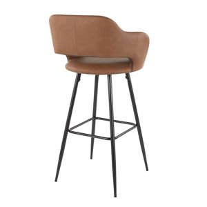 Sgabello da bar contemporaneo Margarite in metallo nero e similpelle marrone, set di 2 - Product Image 4