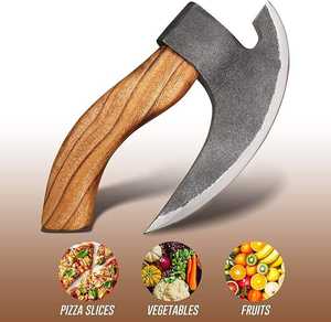 Cuchillo para Pizza Forjado a Mano, Estilo Vikingo, con Mango de Madera de Palisandro, Acero con Alto Contenido de Carbono, Funda de Cuero, Personalizado OEM - Product Image 4