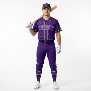 Maillot de baseball personnalisé OEM, col en V, respirant, pas cher, grandes tailles, sublimé. - Product Image 3