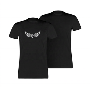 เสื้อยืดแขนสั้นสีดำล้วนสำหรับผู้ชาย ผ้าฝ้าย 100% ทรงปกติ สไตล์ลำลอง คอกลม ดีไซน์เรียบง่าย แพ็ค 2 ตัว - Product Image 2