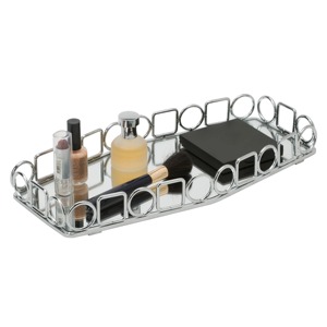 Rectangular Metal Storage Tray Polished Finish <b>Minimalist</b> Design <b>Table</b> Use Neatening Organization Single Tier - Product Image 4