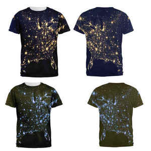 T-shirt pour homme à manches courtes, col rond, coupe classique, imprimé carte du monde, jersey en polyester, style décontracté - Product Image 5