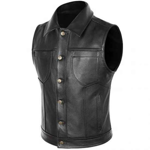 <b>Men's</b> Breathable Motorcycle Outer Wear Premium Quality <b>Leather</b> Sleeveless <b>Vest</b> for Motocross Biker Riders - Product Image 3