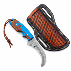 Couteau en acier Damas à lame pointue, manche en bois de résine, épaisseur de la lame 4 mm, longueur totale personnalisable (jusqu'à 8 pouces), pour survie DIY - Product Image 4