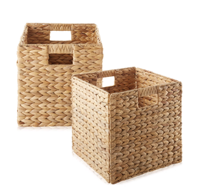 Artex HaiNam Natural Rattan Storage <b>Basket</b> <b>Square</b> With Handles Rustic Multi-Purpose Organizer For Neatening And Storage - Product Image 4