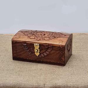 Multipurpose Wood Engraved Brass Antique Storage <b>Box</b> For Jewelry <b>Keepsake</b> With Hinged Lid For Vintage Homedecor Wedding Gift <b>Box</b> - Product Image 2