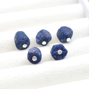 Lapis Lazuli Wire Wrapped Pendant <b>Silver</b> Plated Natural Raw 8 - 10mm Gemstone <b>Charm</b> Jewelry Making Supply Birthstone February - Product Image 3