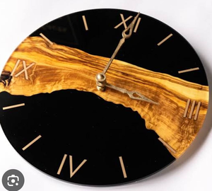 Top Selling Unique Handmade Wooden and Epoxy Resin Wall <b>Clocks</b> Elegant Round Shape Green Epoxy Style For Bedroom & Guest Room - Product Image 4