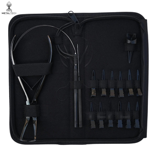 Premium Quality Stainless Steel Complete Hair Extension Application <b>Tool</b> Set Pulling Hook Hair Clips Removal Pliers Organizer - Product Image 1