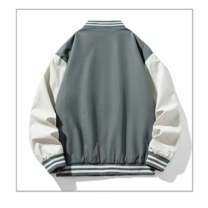 Veste universitaire en toile à col montant pour homme avec logo personnalisé et broderie frontale, design vierge - Product Image 2
