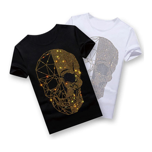 เสื้อยืดโลโก้แบบกำหนดเองประดับคริสตัลสำหรับผู้ชาย เสื้อผ้าสตรีทแวร์สุดหรู พิมพ์ลายคริสตัล ผ้าฝ้าย ผู้ผลิตเสื้อยืด - Product Image 1