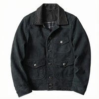 Veste en cuir de vachette suédé pour homme, col rabattu, style vintage, multi-poches, coupe classique, vêtement d'extérieur pour l'automne