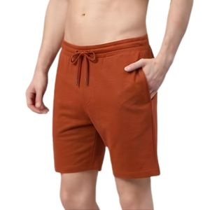 Shorts d'été décontractés Rust, légers et polyvalents, pour usage quotidien, en coton et polyester, avec taille élastique et cordon de serrage, vêtements de fitness - Product Image 1
