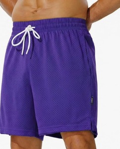 <b>Men's</b> <b>Orange</b> Polyester <b>Shorts</b> Mid Waist Elastic Breathable Casual Workout <b>Shorts</b> with Pockets - Product Image 5