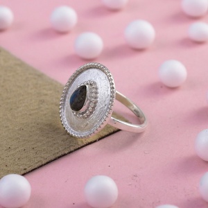 925 Sterling <b>Silver</b> Natural Labradorite Oval Disc Statement <b>Ring</b> Handmade Bezel Set Gemstone Boho <b>Adjustable</b> <b>Ring</b> for Women - Product Image 2