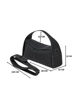 Sac à bandoulière en cuir véritable de qualité supérieure pour femmes, élégant sac à main noir avec surpiqûres contrastées blanches, sacoche élégante pour un usage quotidien - Product Image 6
