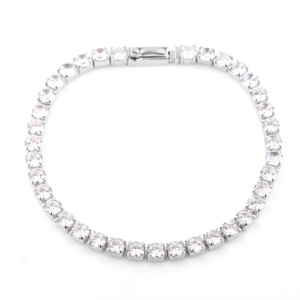 OEM ODM 925 Sterling Silver <b>Bracelet</b> Rhodium Plated Silver Jewelry 4mm Cubic Zirconia CZ Tennis <b>Bracelet</b> <b>Women</b> Silver Jewelry - Product Image 3