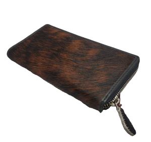 Portefeuilles longs pour femmes en cuir véritable et fourrure de cheval, doublure PVC, fermeture éclair, porte-monnaie, porte-cartes, portefeuille RFID, export en gros, style vintage - Product Image 1