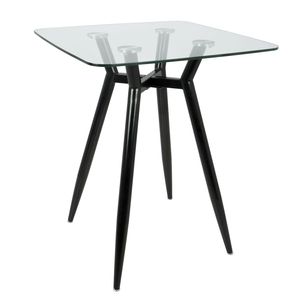 Tavolo da Bar Clara in Stile Mid-Century Moderno, Design Quadrato con Gambe in Metallo Nero e Piano in Vetro Trasparente - Product Image 1