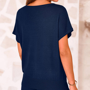 Conjunto de Camiseta y Pantalones Cortos Lisos para Mujer, Moda Verano 2026, Algodón - Product Image 2