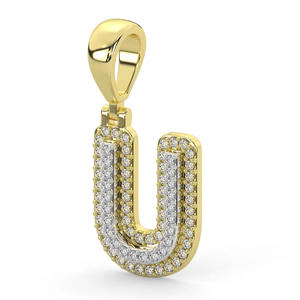 จี้ตัวอักษร U หรูหรา ทำจากทองคำขาว 14K ประดับเพชรทรงกลมเพาะเลี้ยงในห้องปฏิบัติการ ความใส VVS1 เหมาะสำหรับทั้งชายและหญิง เครื่องประดับคุณภาพสูง - Product Image 4