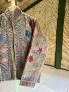 Blouson bomber unisexe en velours tricoté, doublé de coton, brodé, style bohème, motif floral Suzani, ethnique, automne/hiver/printemps/été - Product Image 2