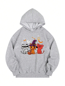 Fabricante de Sudaderas con Capucha Extra Grandes de Algodón y Felpa Personalizadas, Sudadera de Mezcla de Algodón para Hombre, Sudadera con Capucha de Invierno con Estampado de Halloween, Venta al Por Mayor OEM - Product Image 2