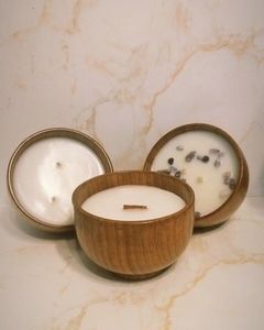 Bol à bougie tendance en bois pour la maison, les mariages et les fêtes, en forme de cœur, pour bougies en pâte, idéal pour les tables de restaurants et cafés - Product Image 3