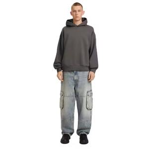 Sweat-shirts à capuche en coton oversize vierges, personnalisables avec logo, basiques, en mélange de coton, grandes tailles pour hommes, pull molletonné 2026 - Product Image 5