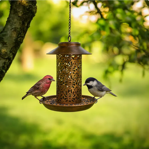 Hollow Pattern Metal Hanging <b>Bird</b> Feeder for Outdoor Garden Yard Decoration Vintage Wild <b>Bird</b> <b>Seed</b> Tray Feeder Station - Product Image 3