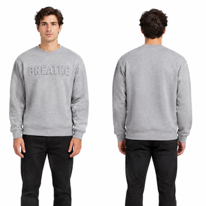 Sudadera Premium para Hombre, Cuello Redondo, Color Gris, con Letras Bordadas, Corte Regular, Tejido de Algodón, para Otoño - Product Image 4