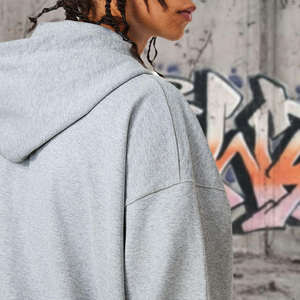 Sudadera con capucha negra extragrande para mujer, informal, de manga larga, con cremallera y forro polar. - Product Image 5