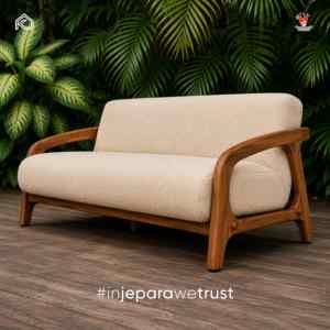 Modern Solid Teak Wood Minimalist Design Two Seat Durable Garden <b>Sofa</b> <b>Outdoor</b> Furniture for Hotel Villa Resort Patio Jepara - Product Image 4