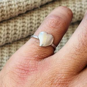 Heart Shape Brass <b>Ring</b> <b>Silver</b> Plated Minimal Dainty Wholesale For Women - Product Image 6