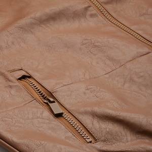 Men's Brown Leather Hooded <b>Jacket</b> Zipper Closure Regular Fit Solid Color Moto Biker Style Autumn Wear - Product Image 5
